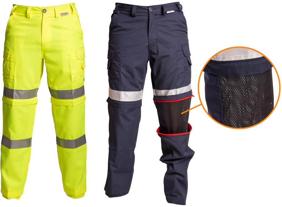 Lime-Yellow and Navy Blue Coolworks pants with closeup of mesh