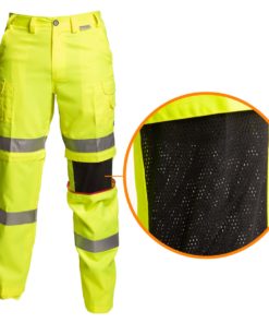 Coolworks Pants - Hi-Vis Lime-Yellow with Closeup of Mesh