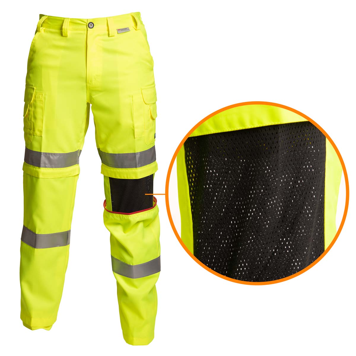 Coolworks Pants - Hi-Vis Lime-Yellow with Closeup of Mesh